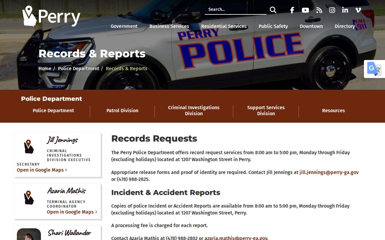 Perry Police open-records and identity requirements