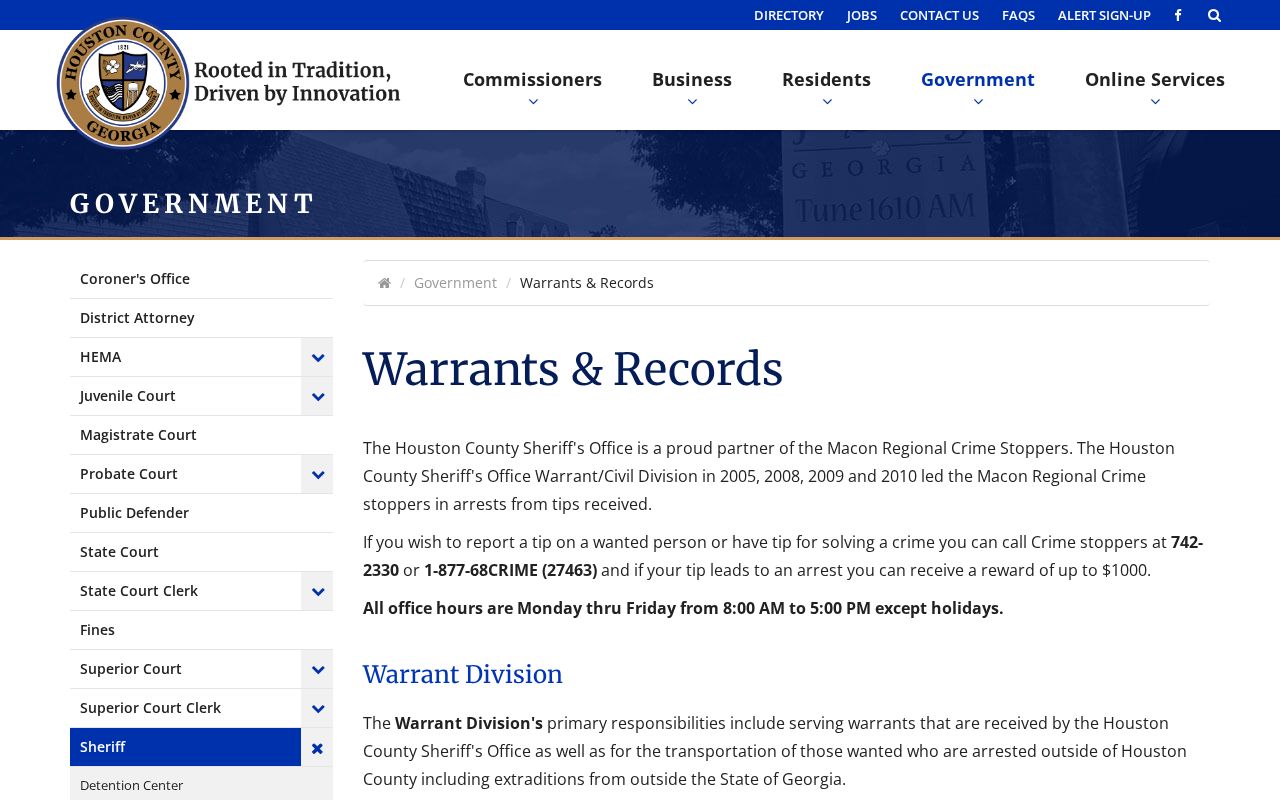 Houston County Warrant and Civil Division official contact page
