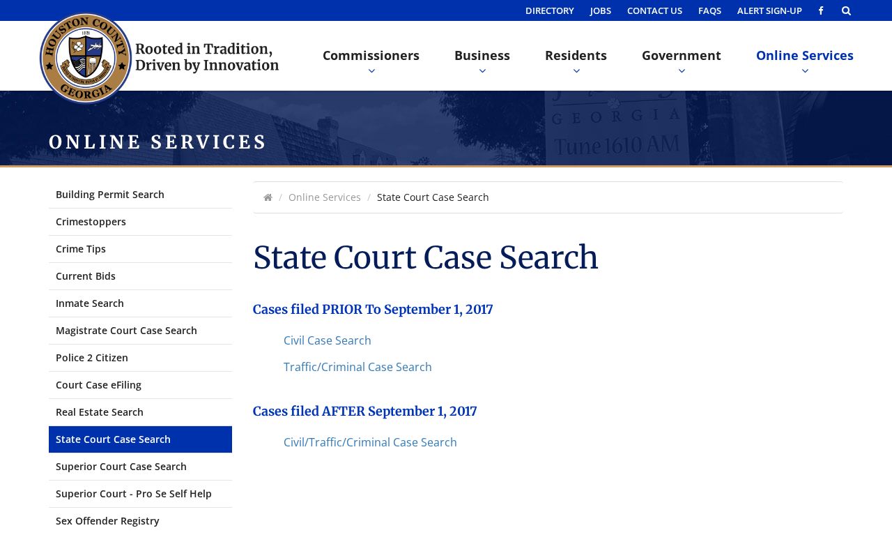 Houston County State Court case search landing page